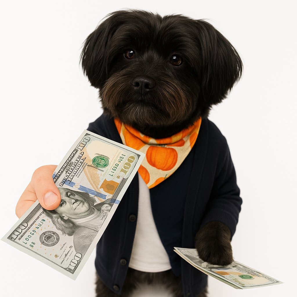 Benji with money - the good boy making bank